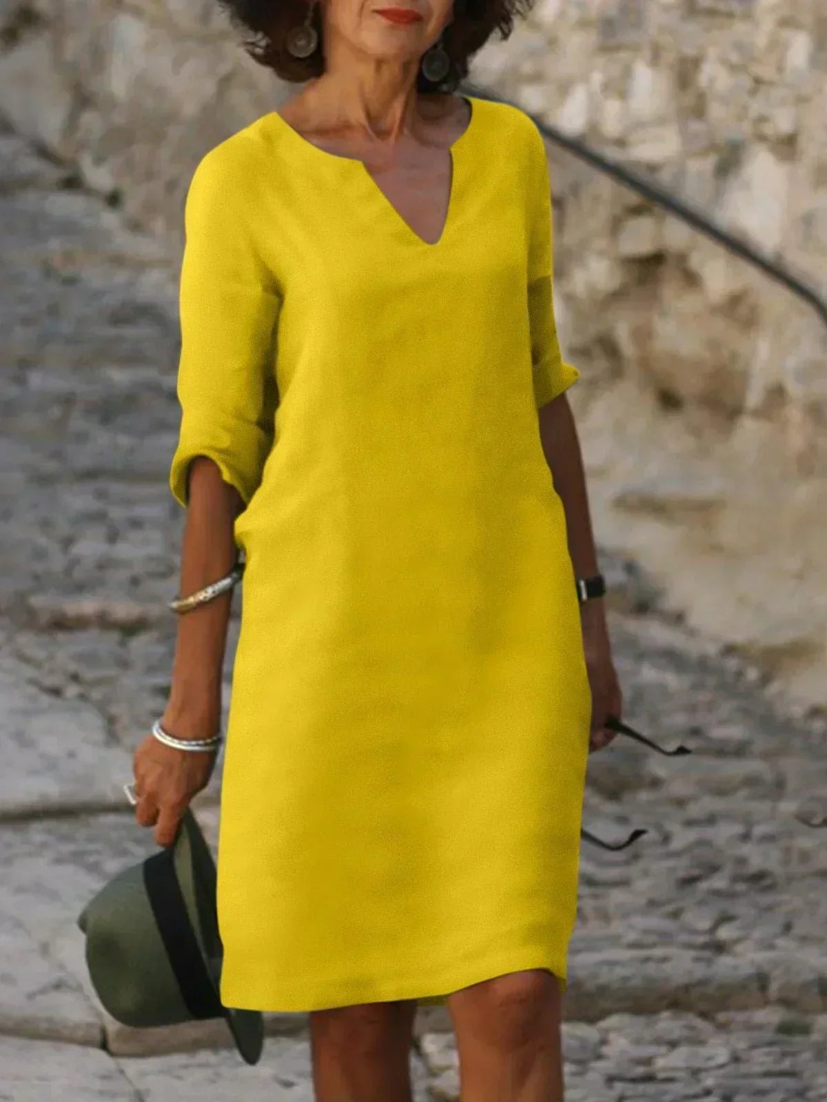 Valentina | Casual Mid Sleeve V-Neck Dress 8