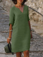 Valentina | Casual Mid Sleeve V-Neck Dress 3