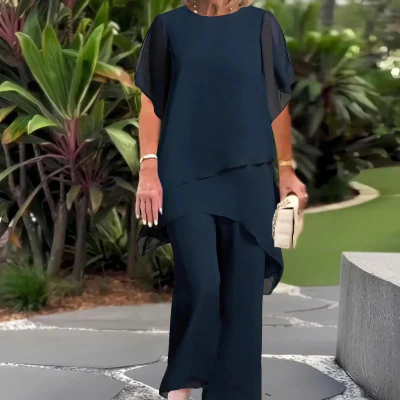 Rowena | Elegant Draped Palazzo Pants Set 2