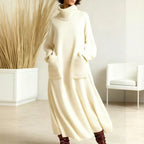 Women's Turtleneck Sweater Dress with Side Pockets 2