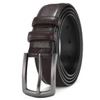 Men's Leather Belt with Pin Buckle and Contrast Stitching 4