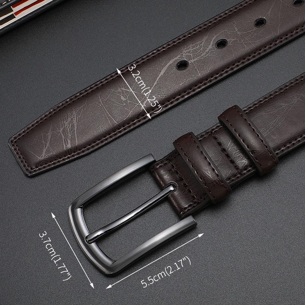 Men's Leather Belt with Pin Buckle and Contrast Stitching 5