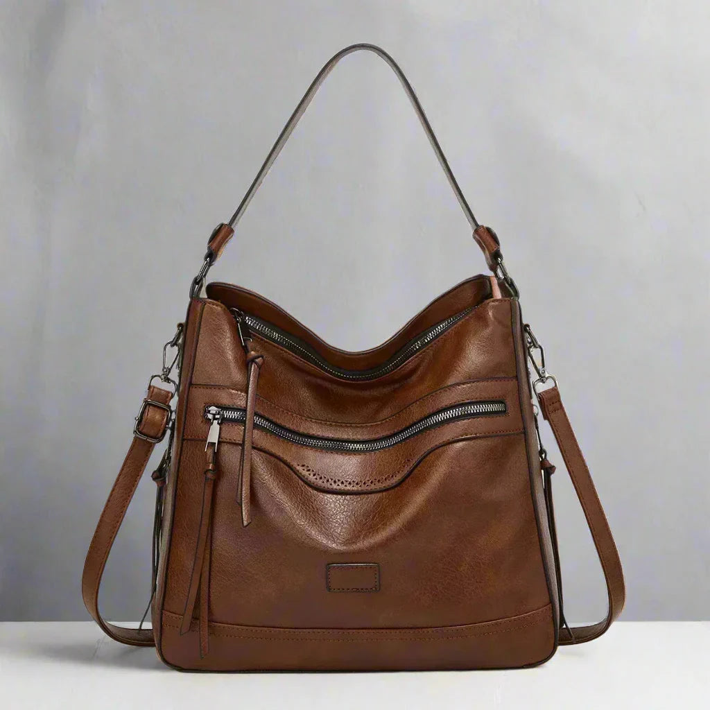 Women's Retro Hobo Bag with Zip Pockets and Adjustable Strap 2