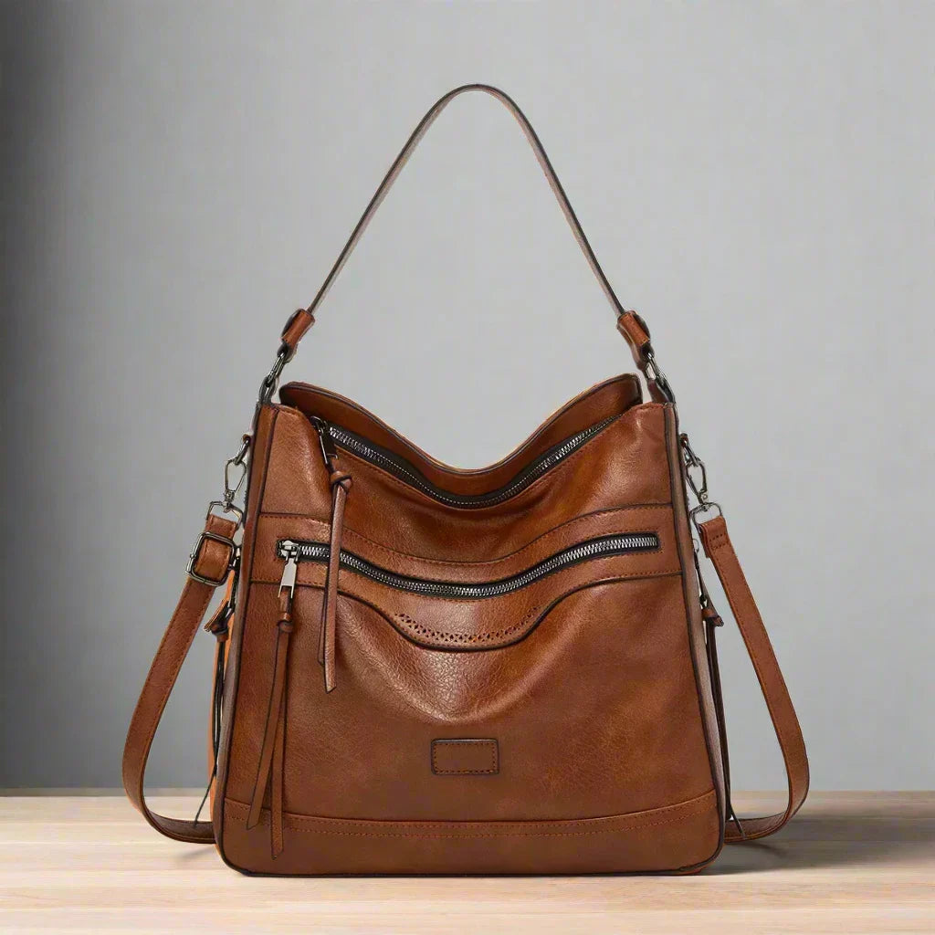 Women's Retro Hobo Bag with Zip Pockets and Adjustable Strap 3