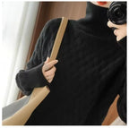 Women's Cable-Knit Turtleneck Sweater in Oversized Fit 3