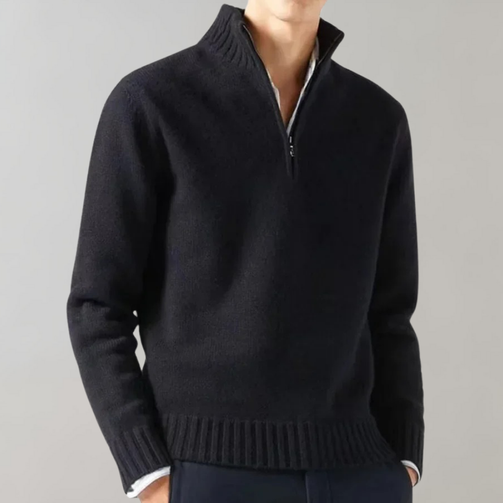 Men's Half-Zip Pullover Sweater with Ribbed Collar 1