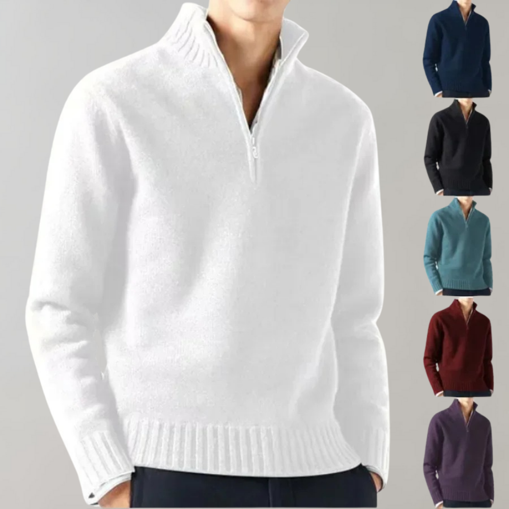 Men's Half-Zip Pullover Sweater with Ribbed Collar 7