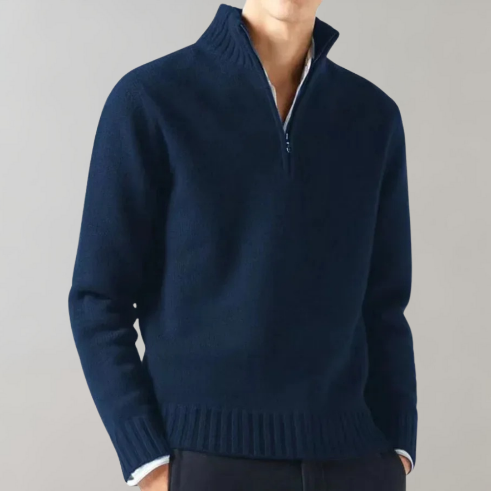 Men's Half-Zip Pullover Sweater with Ribbed Collar 4