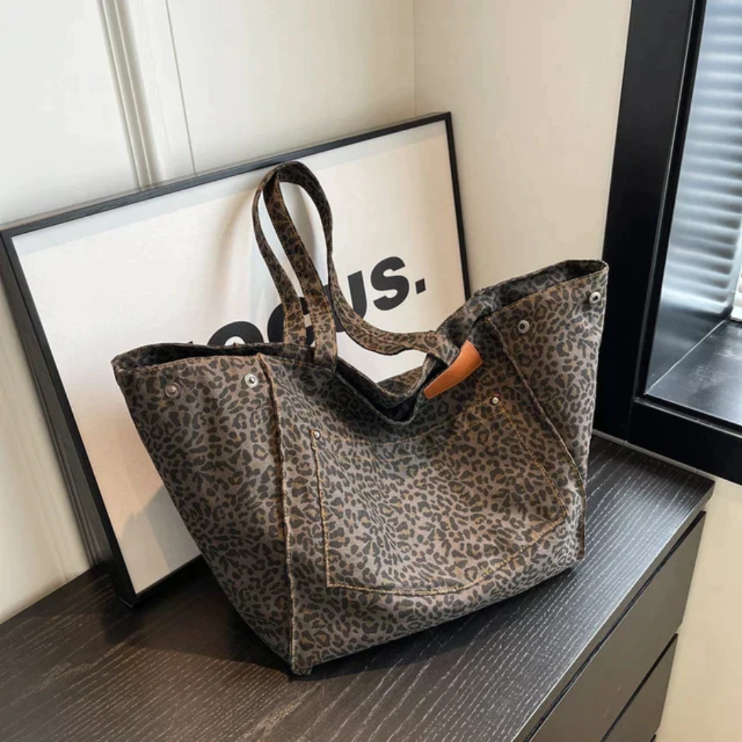 Leopard Print Tote Bag with Dual Handles 4