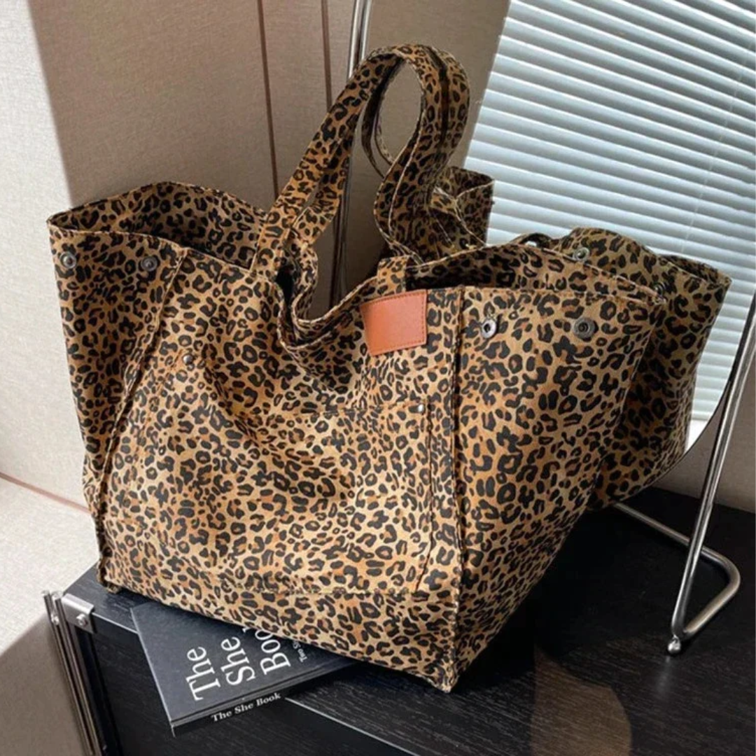 Leopard Print Tote Bag with Dual Handles 7