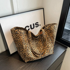 Leopard Print Tote Bag with Dual Handles 3