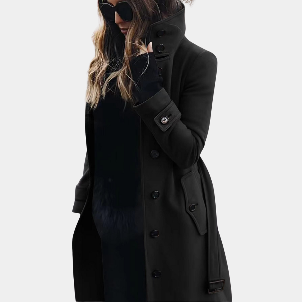 Women's Double-Breasted Trench Coat with Belt 4