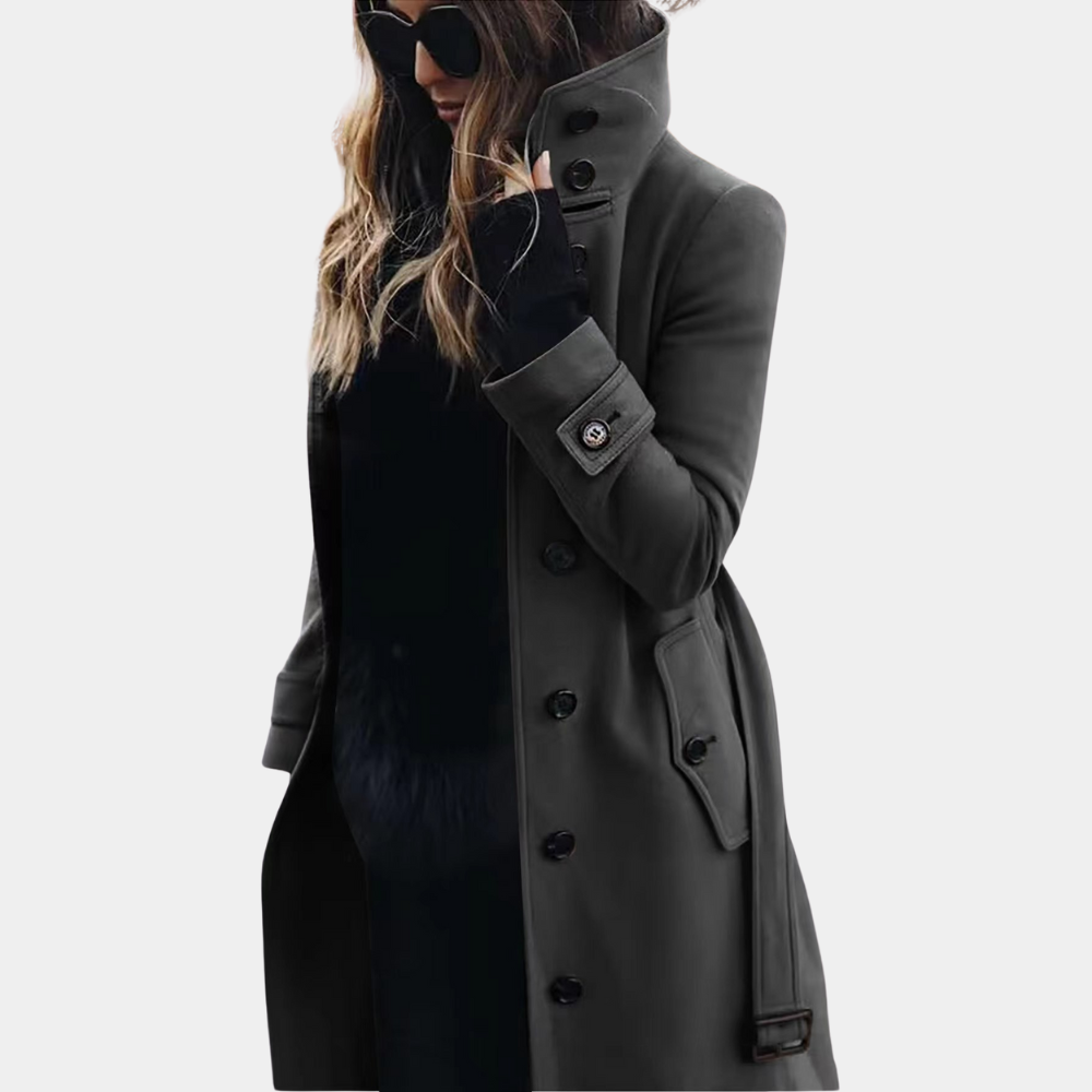Women's Double-Breasted Trench Coat with Belt 2