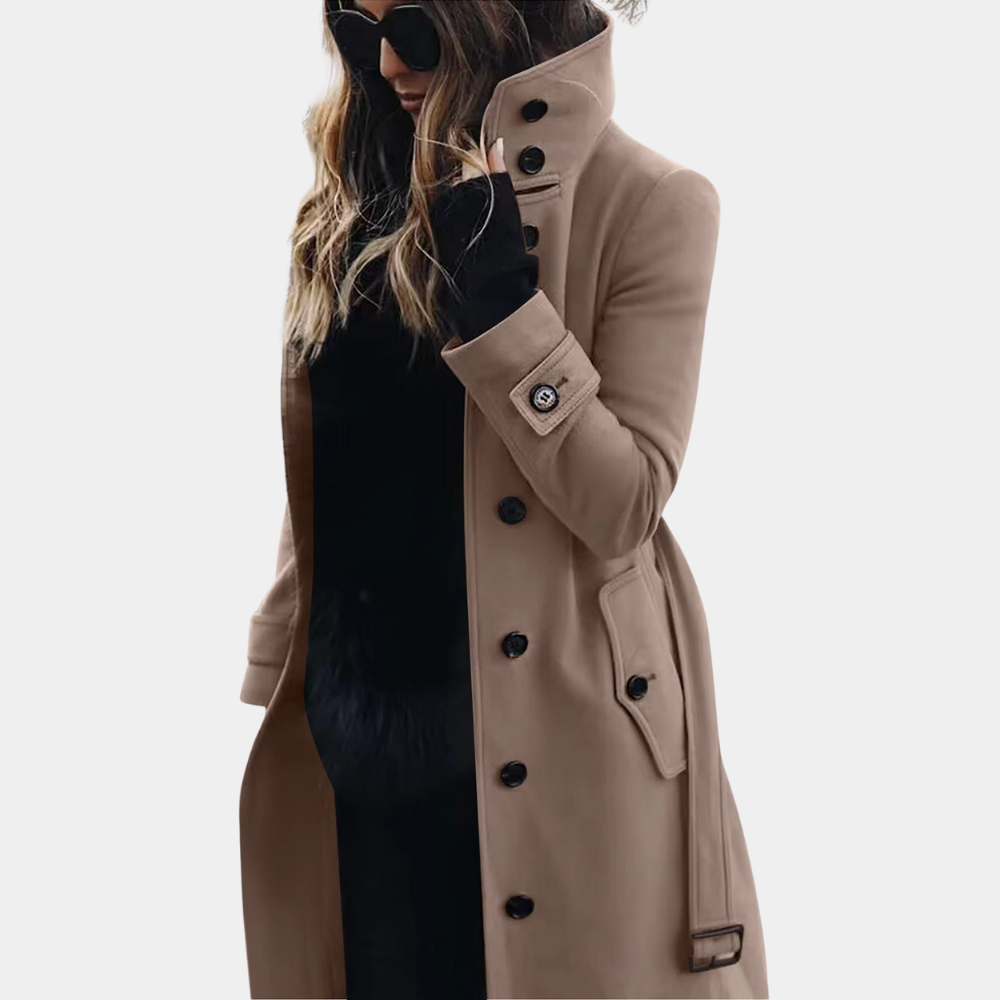 Women's Double-Breasted Trench Coat with Belt 1