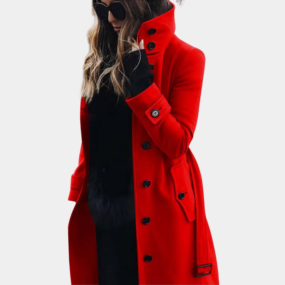 Women's Double-Breasted Trench Coat with Belt 3