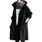 Women's Hooded Raincoat with Button Front and Adjustable Waist 2