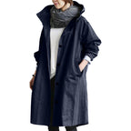 Women's Hooded Raincoat with Button Front and Adjustable Waist 3