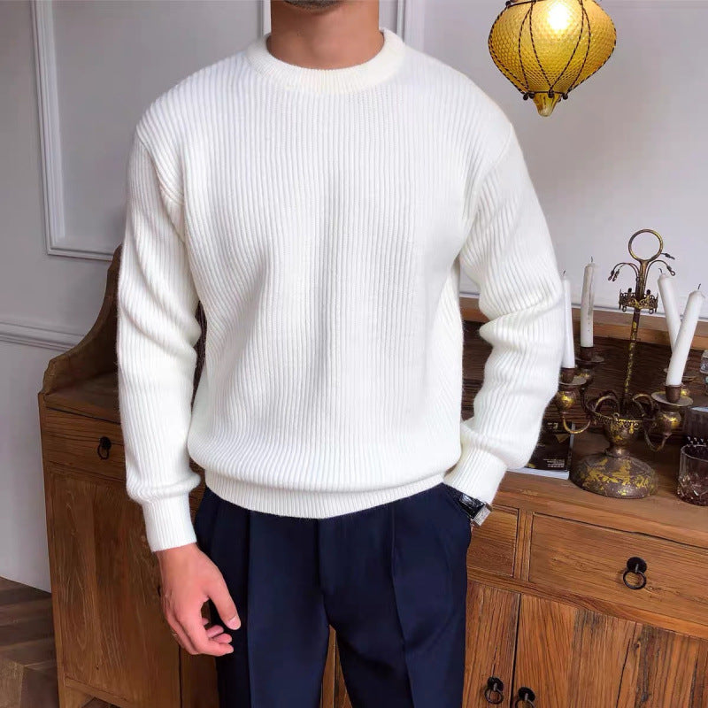 Men's Ribbed Crew Neck Sweater Long Sleeve Pullover 1