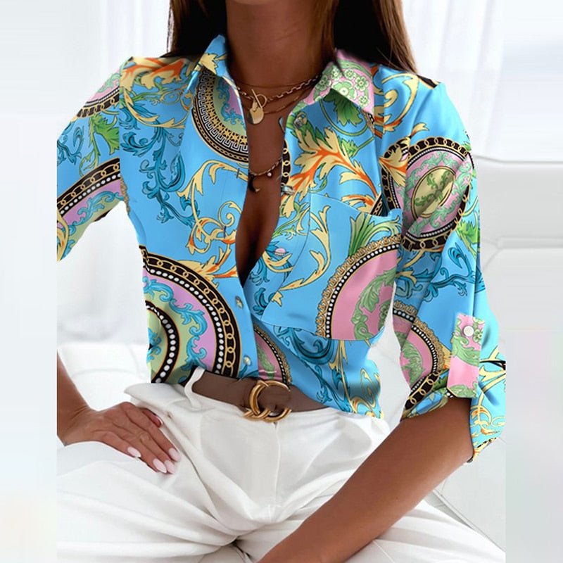 Novalie | Classic Collared Printed Blouse 7