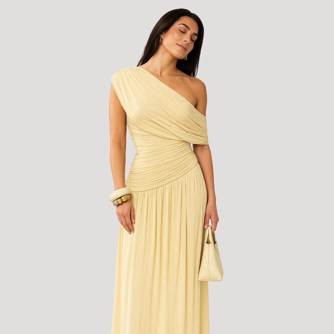 Women's One-Shoulder Ruched Maxi Dress for Evening 5