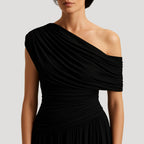 Women's One-Shoulder Ruched Maxi Dress for Evening 6