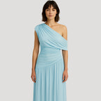 Women's One-Shoulder Ruched Maxi Dress for Evening 8