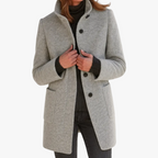 Women's Stand Collar Mid-Length Coat with Front Pockets 1