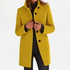Women's Stand Collar Mid-Length Coat with Front Pockets 11
