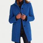 Women's Stand Collar Mid-Length Coat with Front Pockets 2