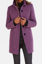 Women's Stand Collar Mid-Length Coat with Front Pockets 3