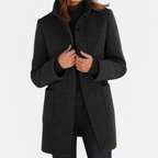 Women's Stand Collar Mid-Length Coat with Front Pockets 5