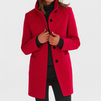 Women's Stand Collar Mid-Length Coat with Front Pockets 6