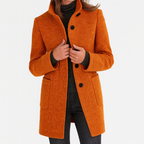 Women's Stand Collar Mid-Length Coat with Front Pockets 8