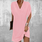 Women's Layered V-Neck Midi Dress with Sleeve Slits 3