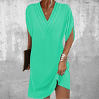Women's Layered V-Neck Midi Dress with Sleeve Slits 4