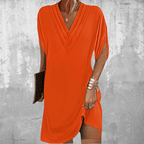 Women's Layered V-Neck Midi Dress with Sleeve Slits 5
