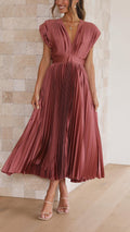 Kaitlyn | Stylish Pleated V-Neck Midi Dress 2
