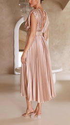 Kaitlyn | Stylish Pleated V-Neck Midi Dress 12