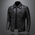 Men's Biker Jacket with Stand Collar and Zip Closure 1