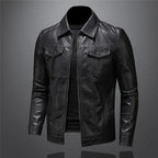 Men's Biker Jacket with Stand Collar and Zip Closure 1